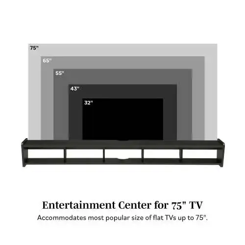 Modern Wall-Mounted Floating TV Stand Solid Black