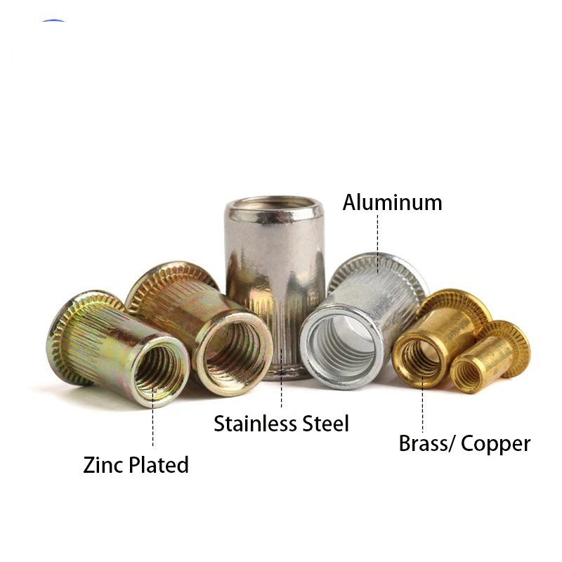 Rivet Nut Flat Head Straight Knurled Open Hole Thread Insert Pop Rivet Nut