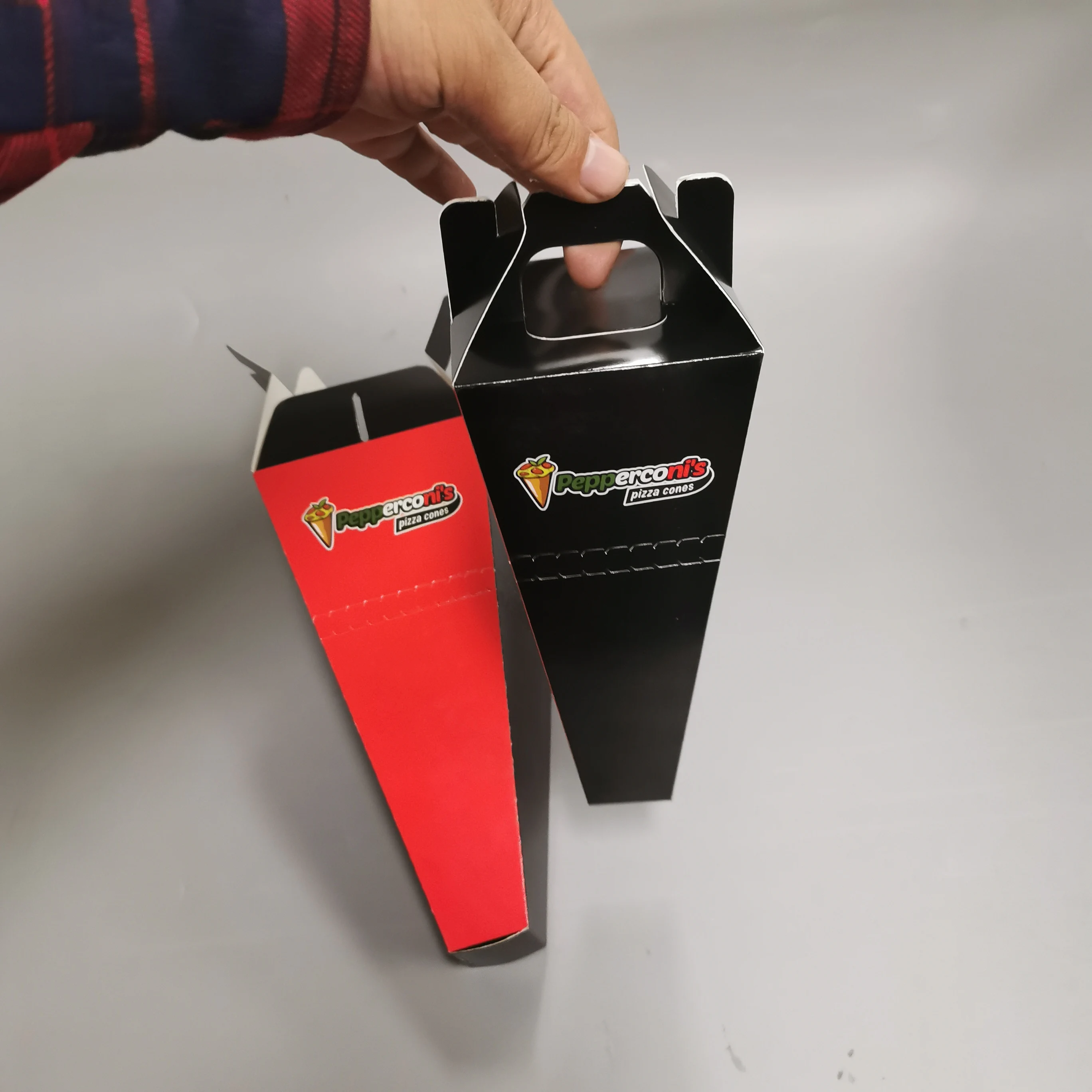 Custom disposable pizza carton box take away fast pizza cone food boxs packaging container