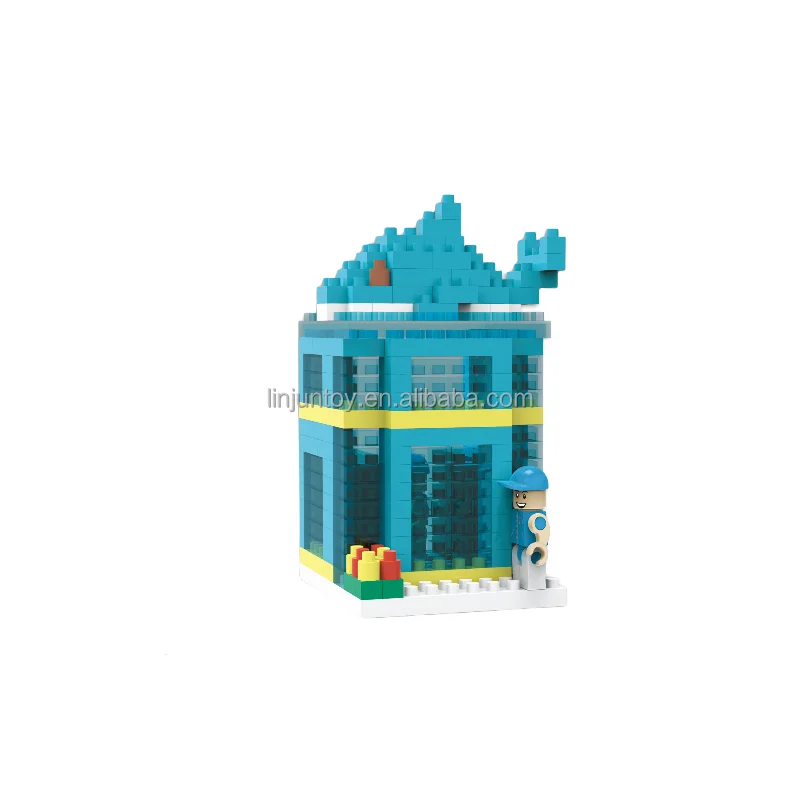Wholesale desert house DIY model building blocks City Street View Burger shop Cake shop plastic house building blocks set