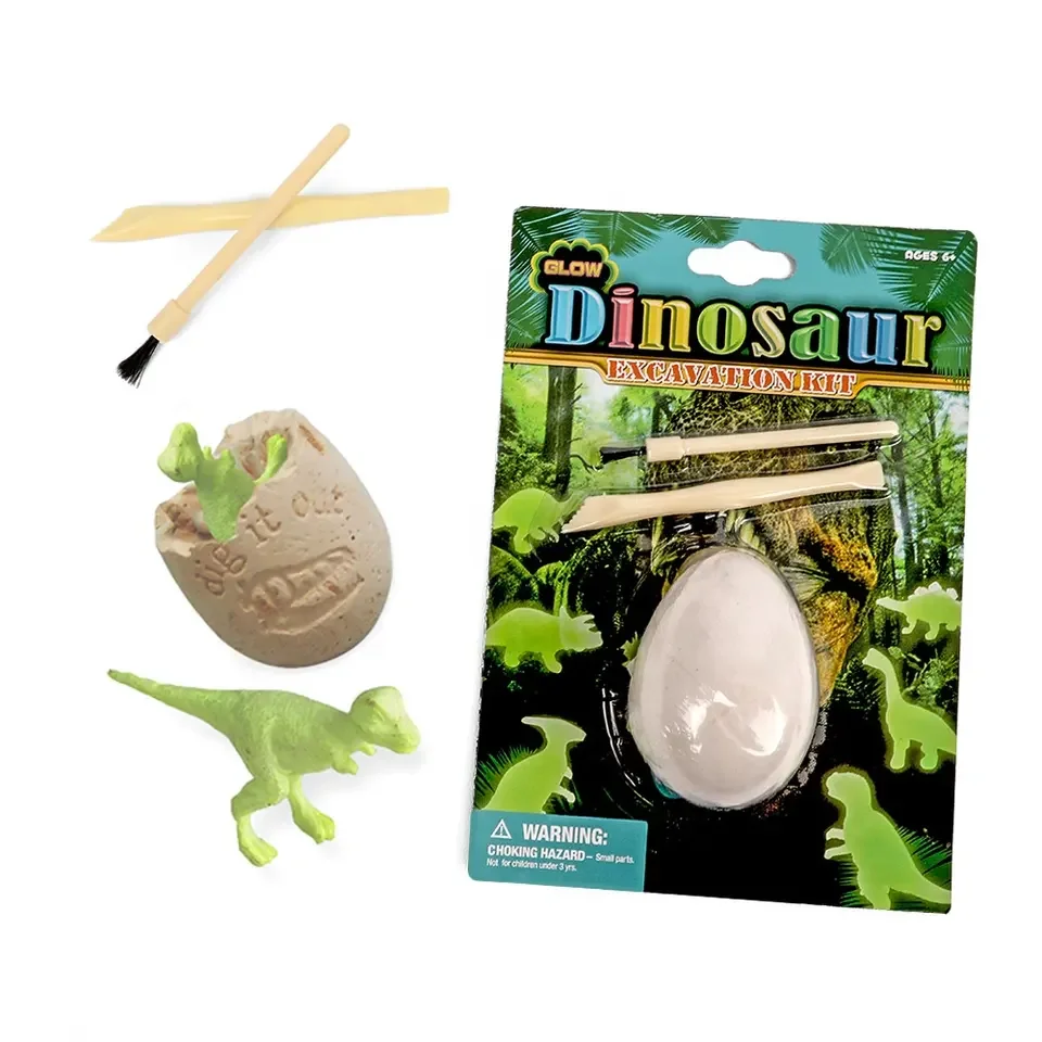Funny Excavation Toys Games Glowing In The Dark Dinosaur Dig Kit for Kids