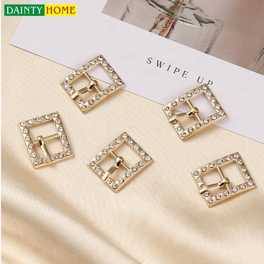 Pin buckles adjust women rhinestone metal shoes buckles for sandals fashion decorative cheap shoes accessories