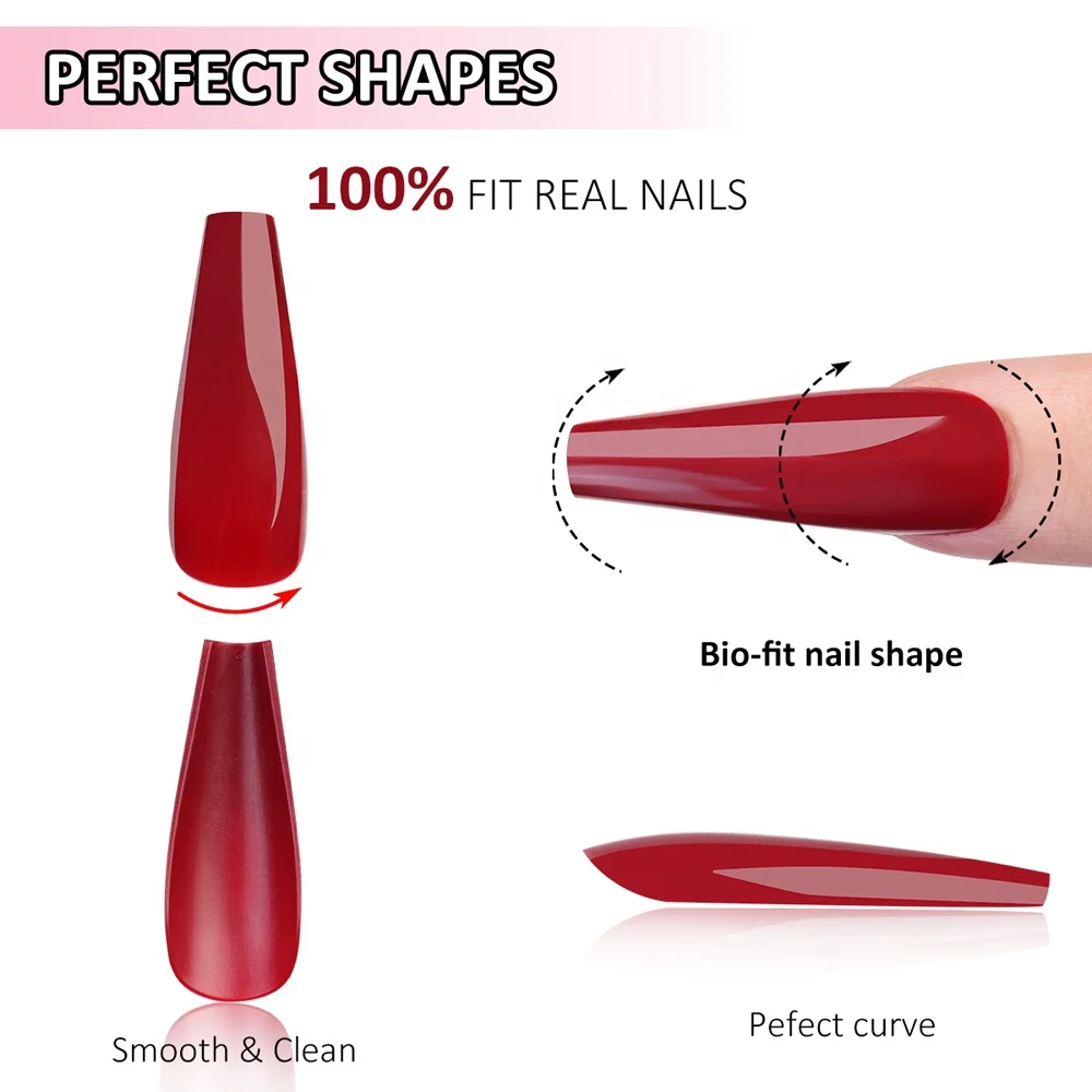 Gelsky 30Pcs Press On Nail Packaging Box Pink Long Straight False Nails Low Moq Press On Nails