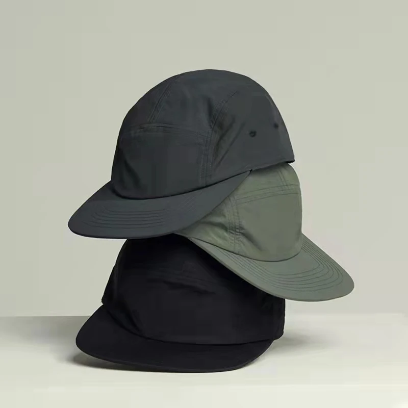 Blank Waterproof Dryfit Dry Fit UPF 50 Nylon Floppy 5Panel Running Strapback Hat Cap
