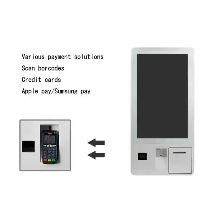 Touch Screen POS System self ordering kiosk in restaurant cash payment kiosk fast food kiosk Print Scan Camera