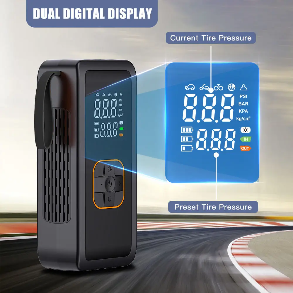 Portable cordless tyre inflator rechargeable electric mini digital wireless car air pump compressor tire inflators
