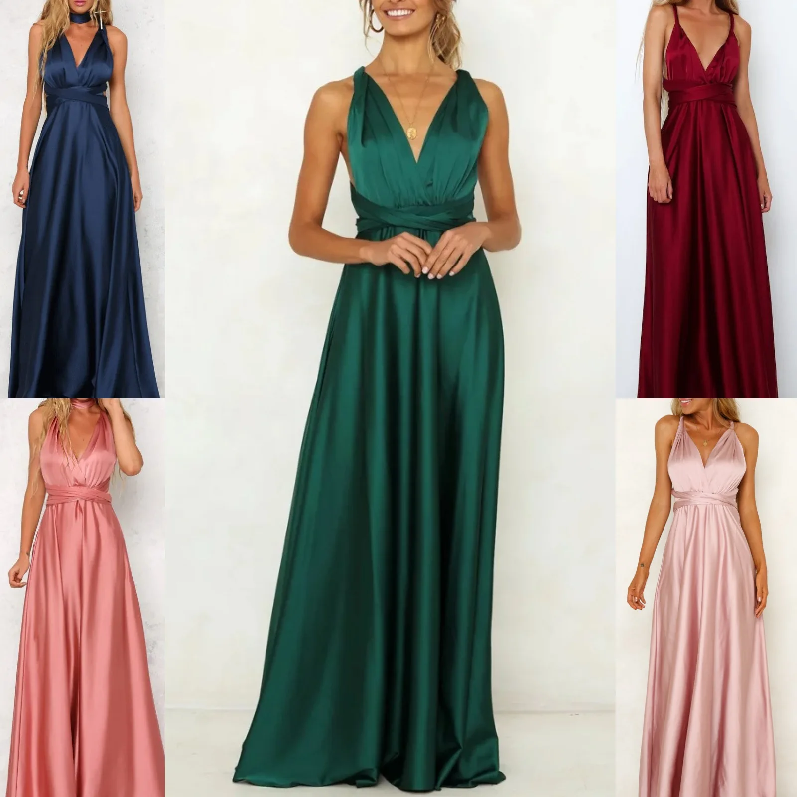 Wholesale Women Bridesmaid Wedding Dress Multi Way Wrap Bridesmaid Formal Long Maxi  Evening Dress
