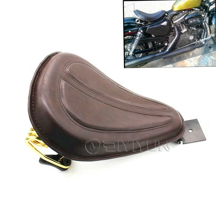 Мотоциклетное черно-коричневое кожаное седло, весеннее седло, подушка для Harley Sportster Softail XL1200 XL883 2004-2006 2010-up