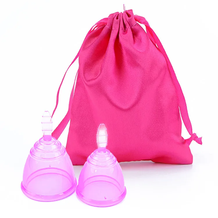 Reusable Liquid Silicone Menstrual Cup Collapsible Menstrual Cup for Female Women Monthly Period in Large Small size