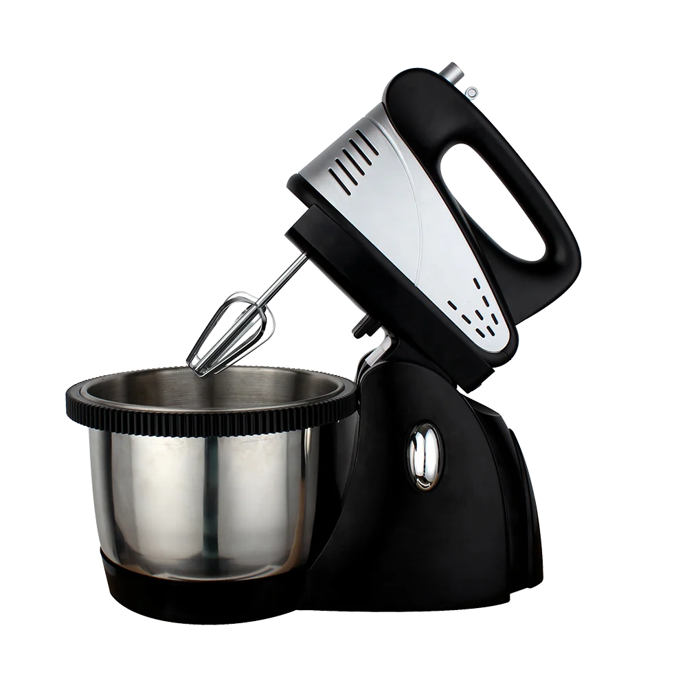 5 Speed Electric Hand Mixer with Holder rotation plastic bowl to Hold the Unit and Beaters