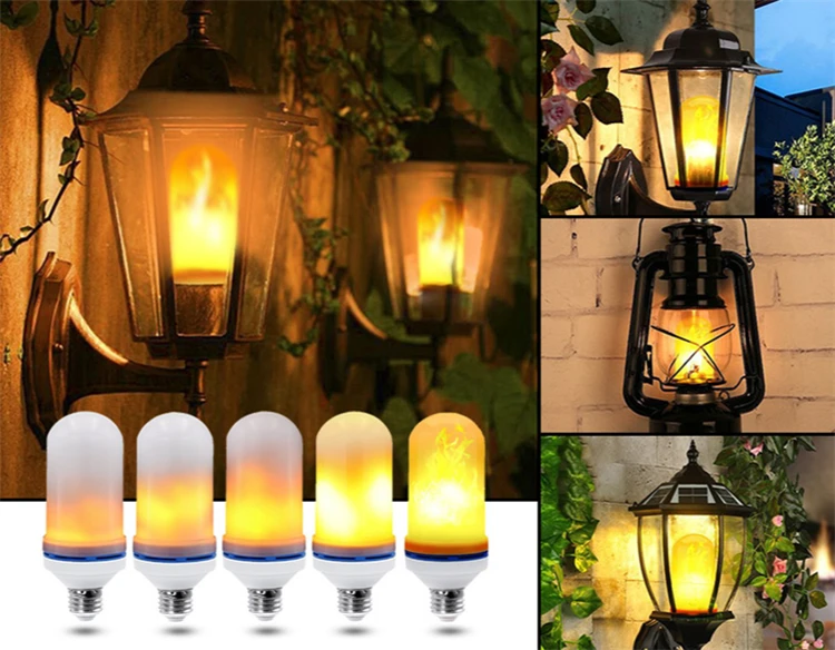 Best Selling LED Flame Effect Light Bulbs E27 E26 Base SMD2835 99 LEDs Beads Dancing Fire