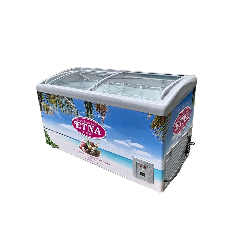 CE ETL Certificate 358L Curved Glass Door Display Ice Cream Freezer SD/SC-358Y