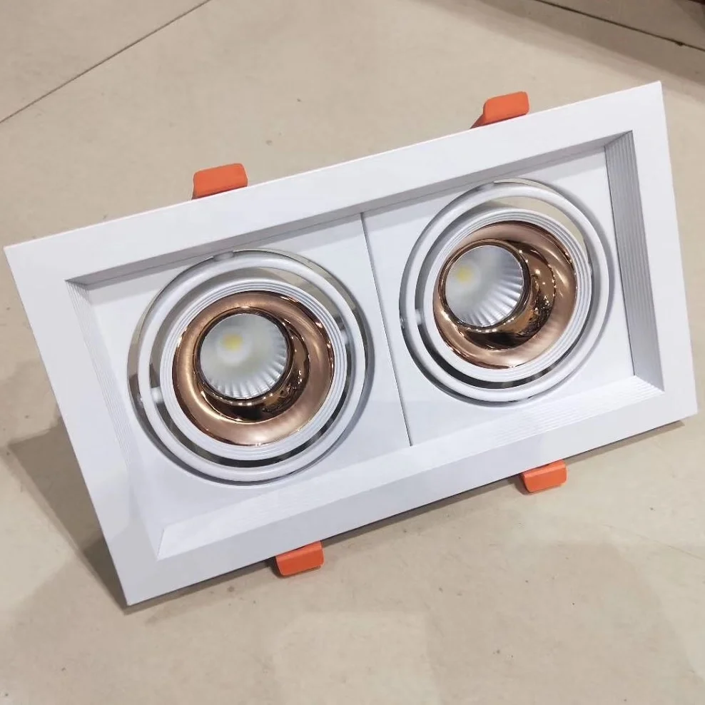 Saa anti-glare hotel recessed square single double twin adjustable gold 15w cob chrome reflector led downlight