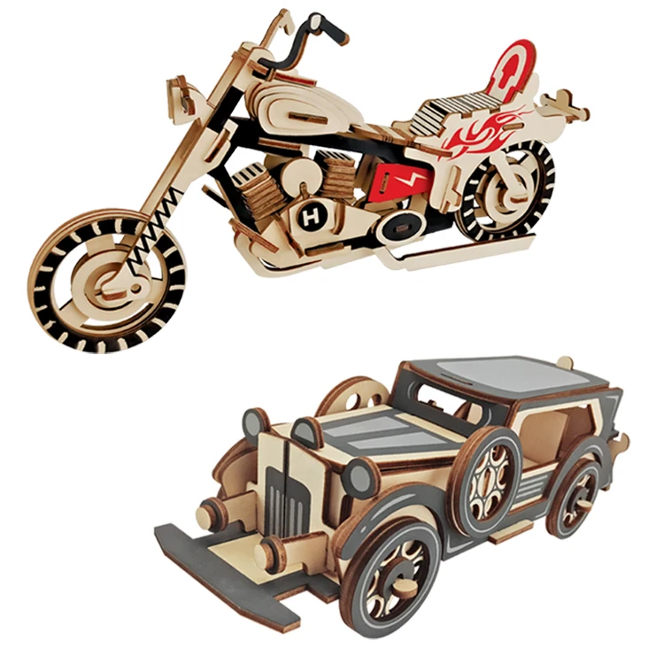 DIY Kids Enfant Jigsaw Early Educational Car Model Mechanical 3D Car Motorcycle HD I Car Toys