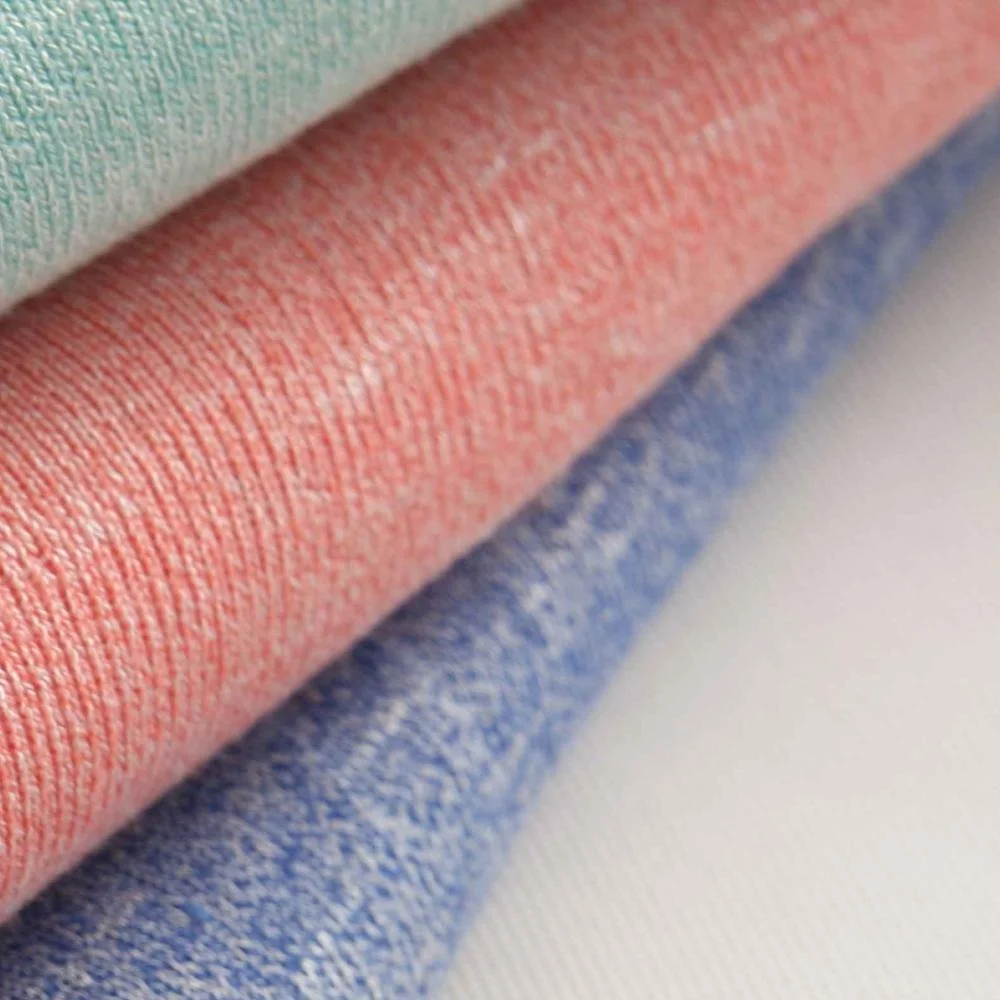 
Weft knitted TR coarse knitting two color slub sweat fabric single jersey for clothings jersey fabric 
