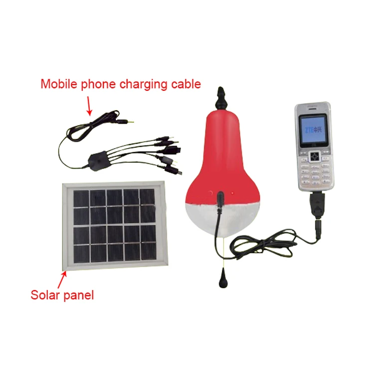Solar Lamp with mobile phone chargers for indoor home and outdoor lighting