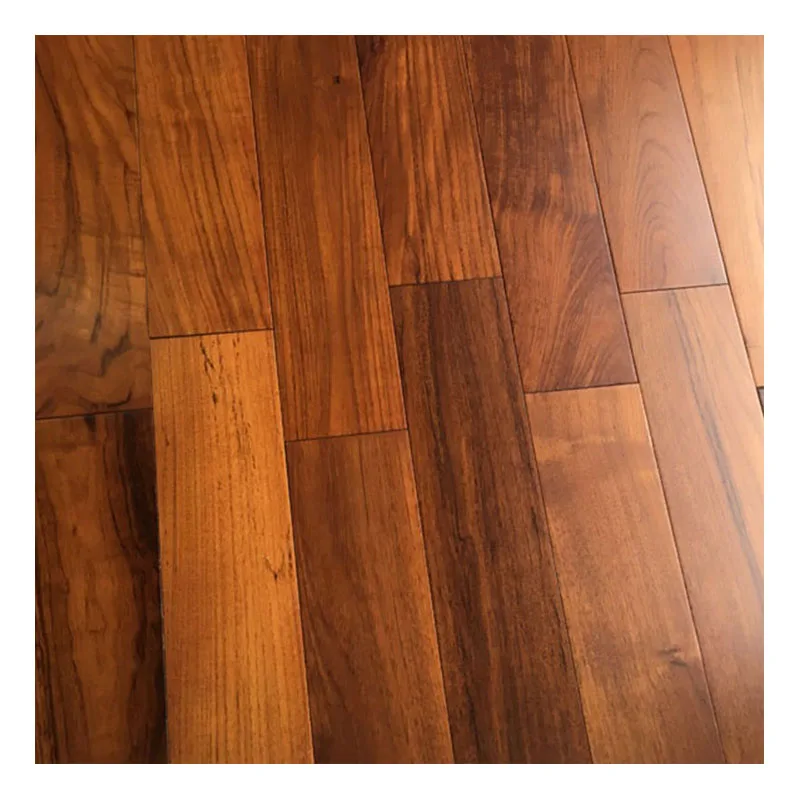 UV Coating Prefinished T&G Interior High Class Brown Color Burma Teak Solid Wood Flooring for Villa