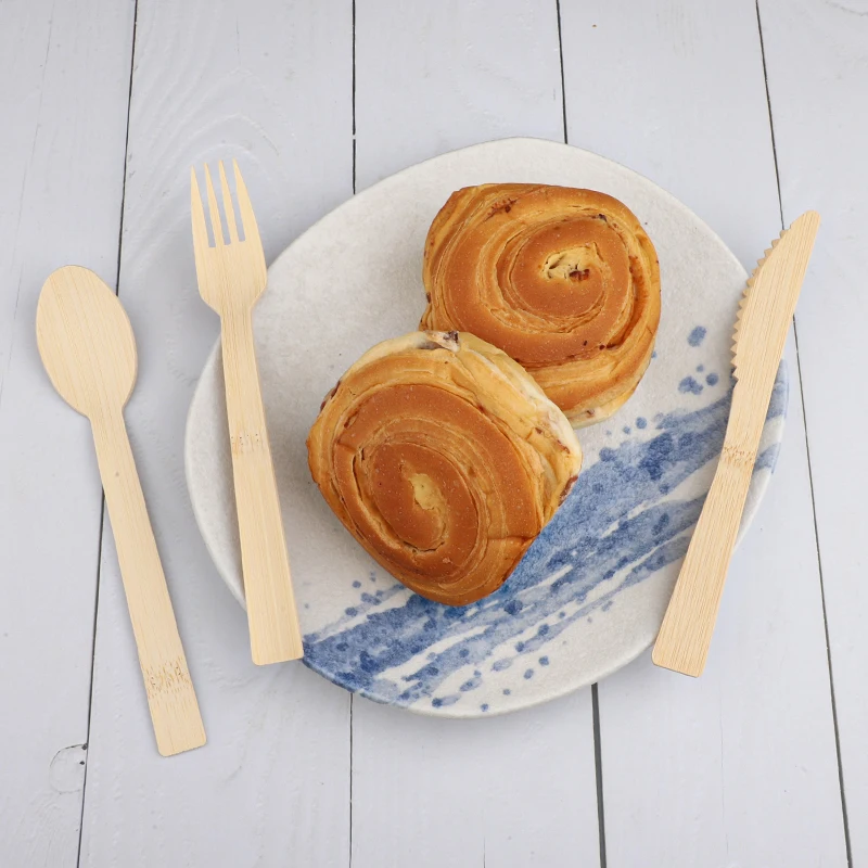 Natural environmental protection bamboo tableware set safe recyclable knife fork spoon set suitable for picnics