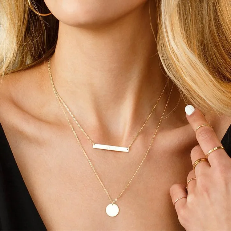 wholesale custom personalized disc 925 sterling silver 14 k gold plated 3 multi-layer pearl necklace set