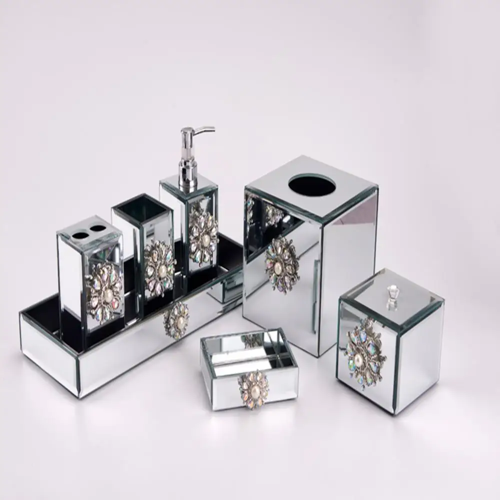 
New Modern Glass bathroom Accessories Bath Gift Sets Wholesale 