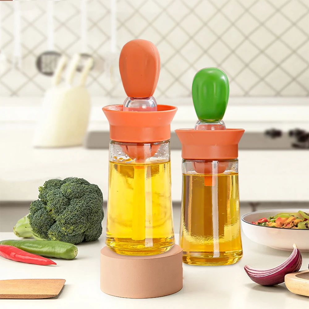 Factory Wholesale Cooking Tools Kitchen Olive Glass Oil Bottle With Silicone Oil Brush Dropper for Kitchen BBQ