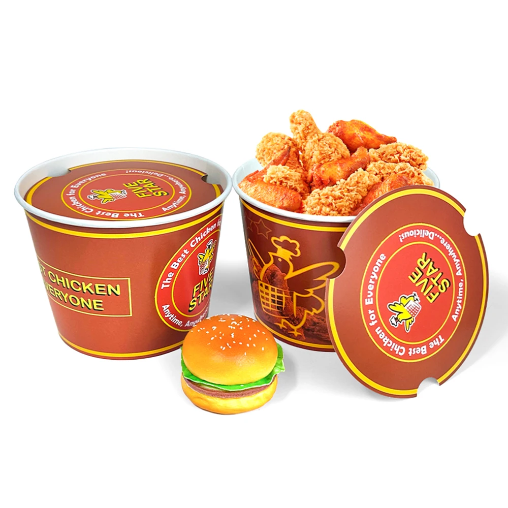 Manufactured Price food grade logo custom of KFC Paper Printed Fried Chicken Bucket