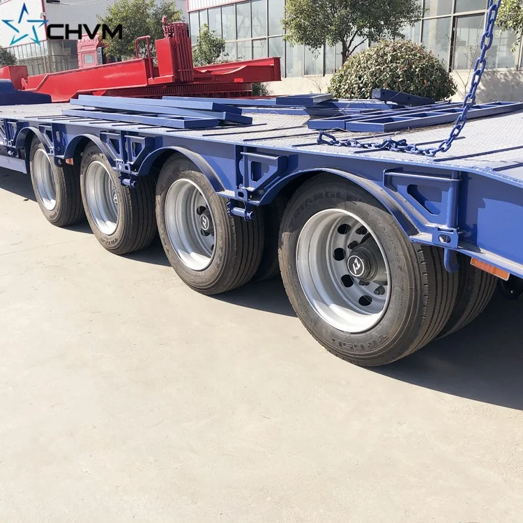 Hot Sell 4 Axles 80T-150T 16m low bed Gooseneck Lowboy Trailer LowBed Truck Trailer For Sale