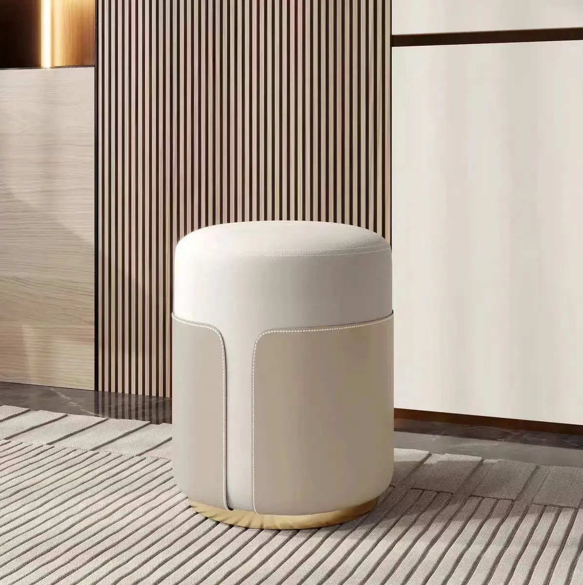 Simple Household Shoe Changing Low Stool Upholstered Multipurpose Round Dressing Table Ottoman Stool