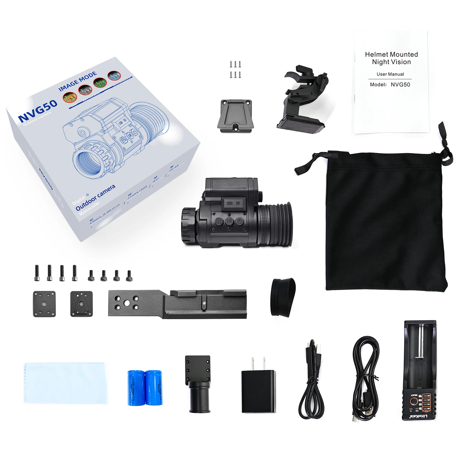 NVG50 Helmet Night Vision Goggles monocular 2.5K 1-4X with 0.001Lux Ultra low illumination CMOS for hunting and outdoor