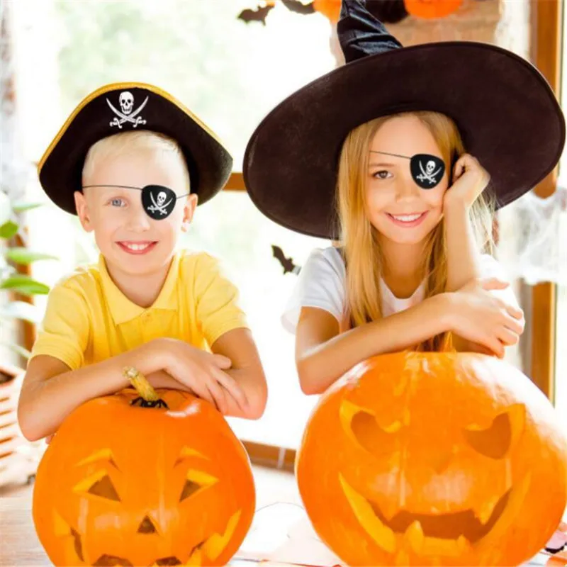 Anime Felt Pirate Eye Patches for Kids Theme Party One Eye Skeleton Captain Halloween Festival Pirate Masks