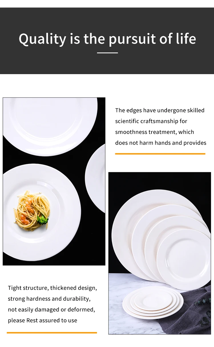Factory Wholesale High Quality Melamine Dinner Plates Charger Plate Sets Dinnerware White Round Restaurant Tableware