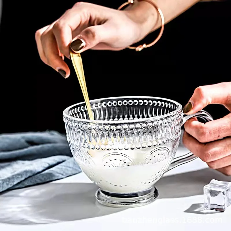 Samyo винтажные тисненые подсолнухи питьевой чай кофе стеклянная чашка reakfast молочная кружка