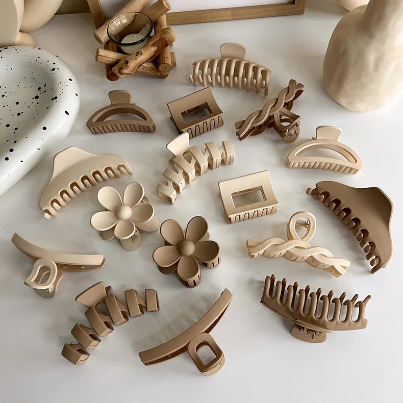 Korean Style Milk Tea Color Coffee Color Grab Clip Women Girls Flower Hair Clips Claw Hairgrips