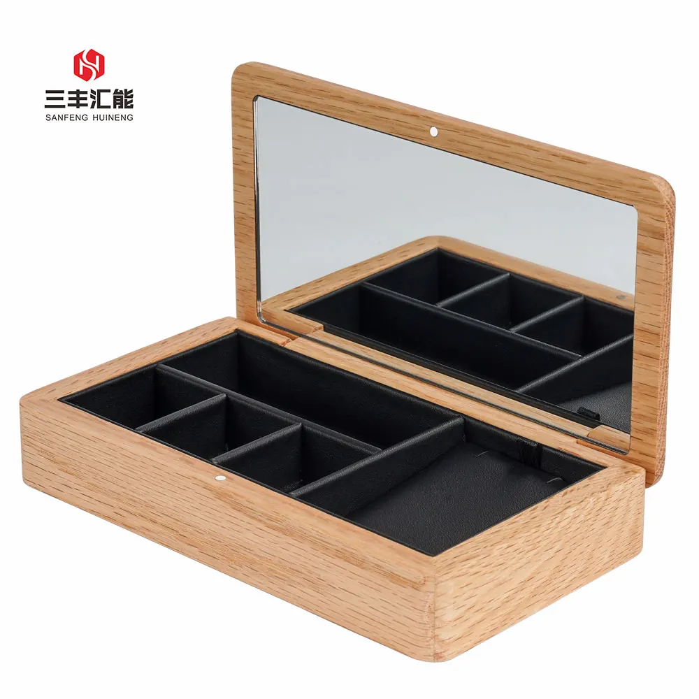 Portable Travel Jewelry Case Wooden Small Jewellery Storage Box for Ring and Earring