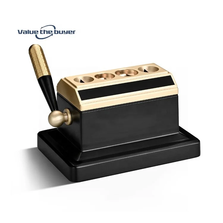 Luxury Desktop Guillotine Table Metal 4 Hole V-Cigar Knife Cigar Scissor Cigar Cutter