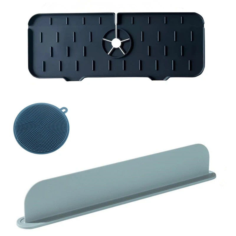 Amazon 3 pack Silicone Sink faucet mat Splash Guard Faucet Catcher Mat Dish Sponge set kitchen kitchen faucet mat for kitchen