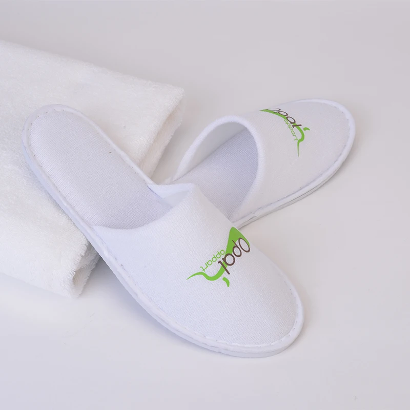 Custom Cheap Personalized White Hotel Bathroom Disposable Slippers