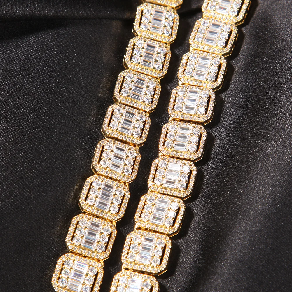 13mm new gold chain design girls iced out baguette pink cz paved tennis chain hip hop bling plated white gold jewelry necklaces
