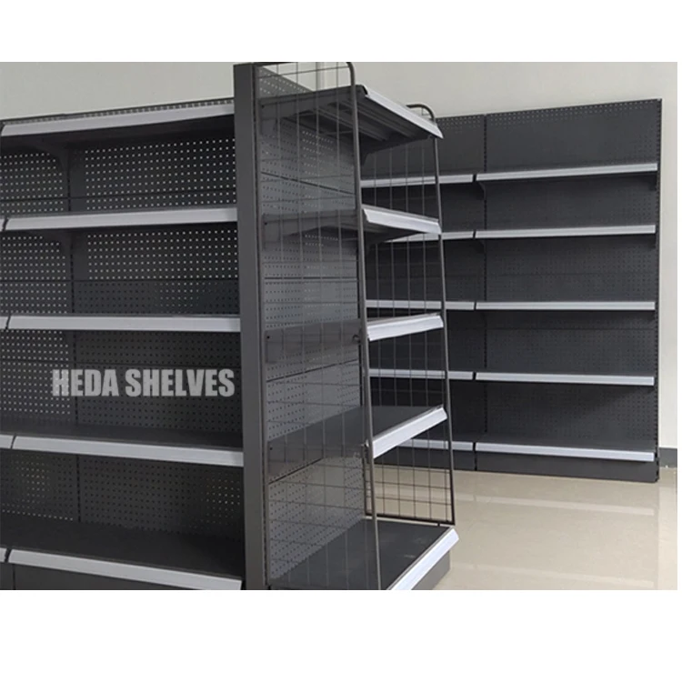 Single Side Supermarket Shelving Steel Wall Shelves Supermarket Rack Display
