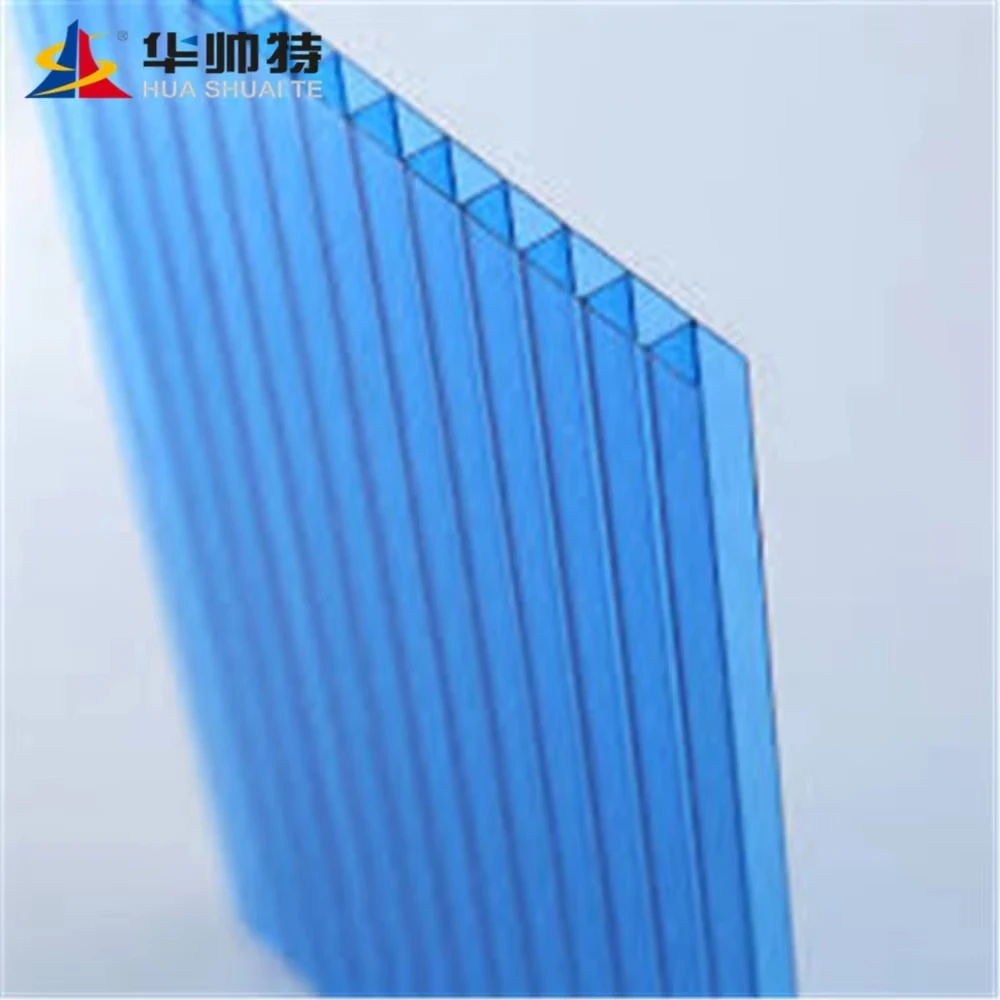 HUASHUAITE Uv Blocking Blue 6mm Greenhouse Polycarbonate Pc Hollow Roofing Sheet Solid for Roof