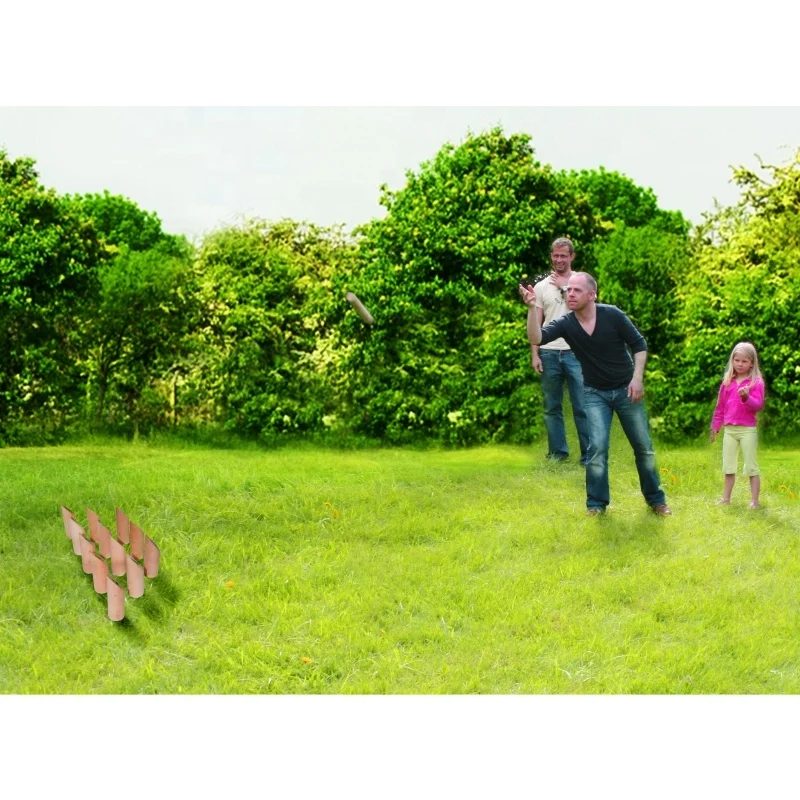 Portable WOODEN games  numbered blocks and throwing sticks hit a point wooden lawn games