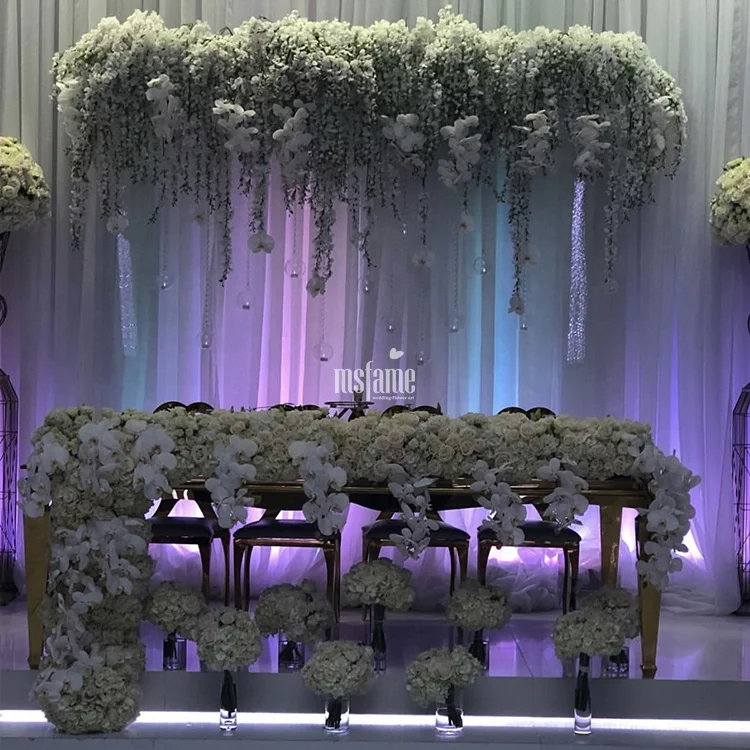 MSFAME Arch Stand Artificial Flowers Table Runner Wedding Flower Centerpiece