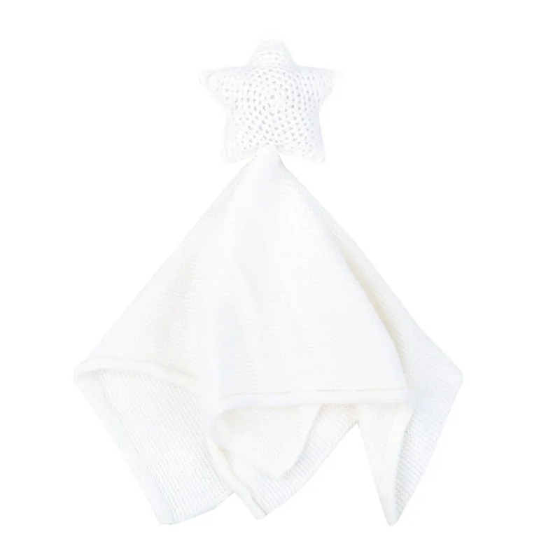 Pinuotu Baby Boys Girls Star Newborn Soft Security Blanket Towel Soothing Crochet Sleeping Comforter Solid Toddlers Toy
