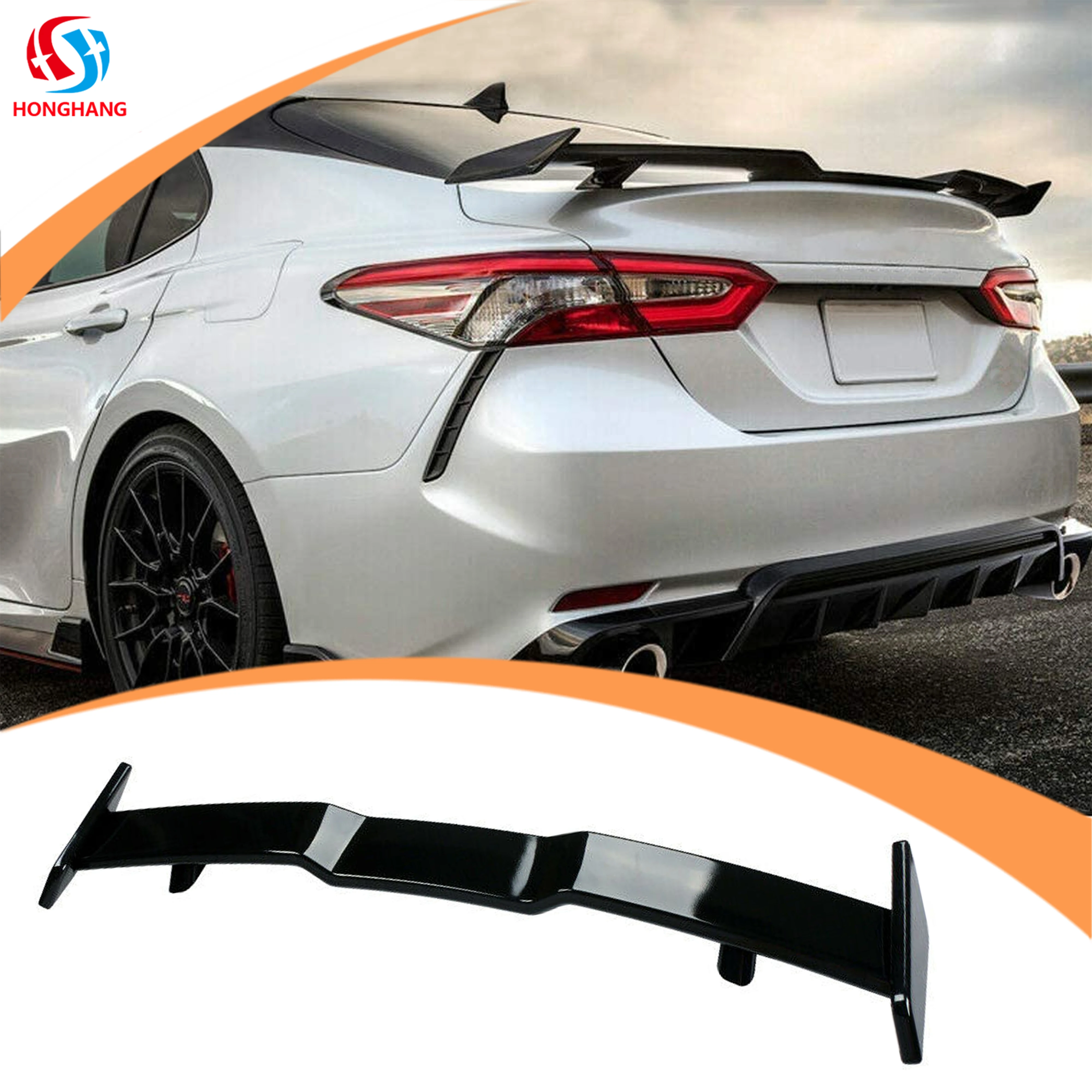 Honghang brand TRD style spoiler car ABS plastic Material Car Rear Wing Color Rear Spoiler For Toyota Camry 2018-2020