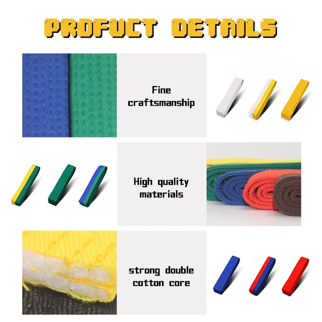 Woosung best selling custom logo taekwondo karate judo martial arts belt for sale