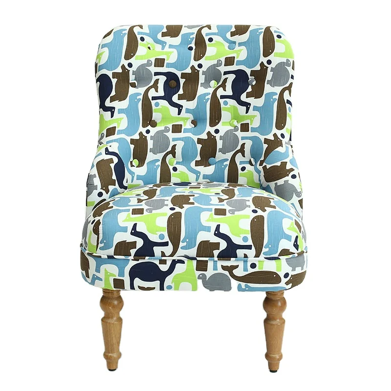 Living Room furniture Single Sofa Curved Back Modern Leisure Chair Print Fabric Accent Chair