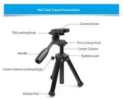 Professional Mini Table Tripod  Camera Mobile Phone Tripod Small Lightweight tripod 3 way Fluid Pan Head