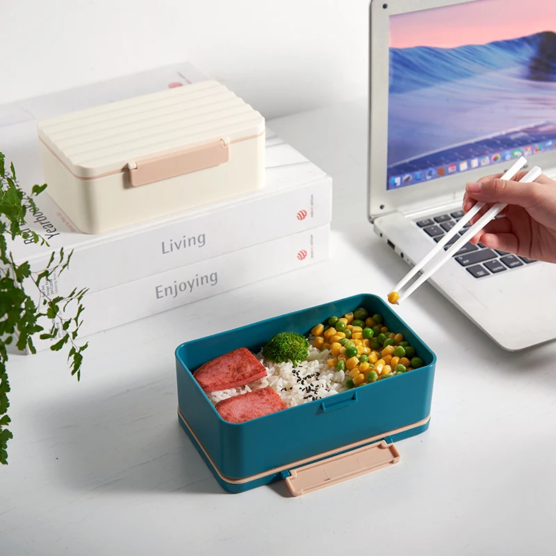 Plastic Material Leak Proof Single Layer  luxury Wave Container Food Bento Student Lunch Box