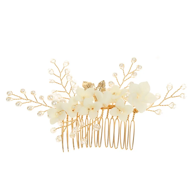 Handmade Clip Rhinestone Bride Wedding Pearl Bridal Hair Pins Piece Accessories Comb Barrette for Women and Girl