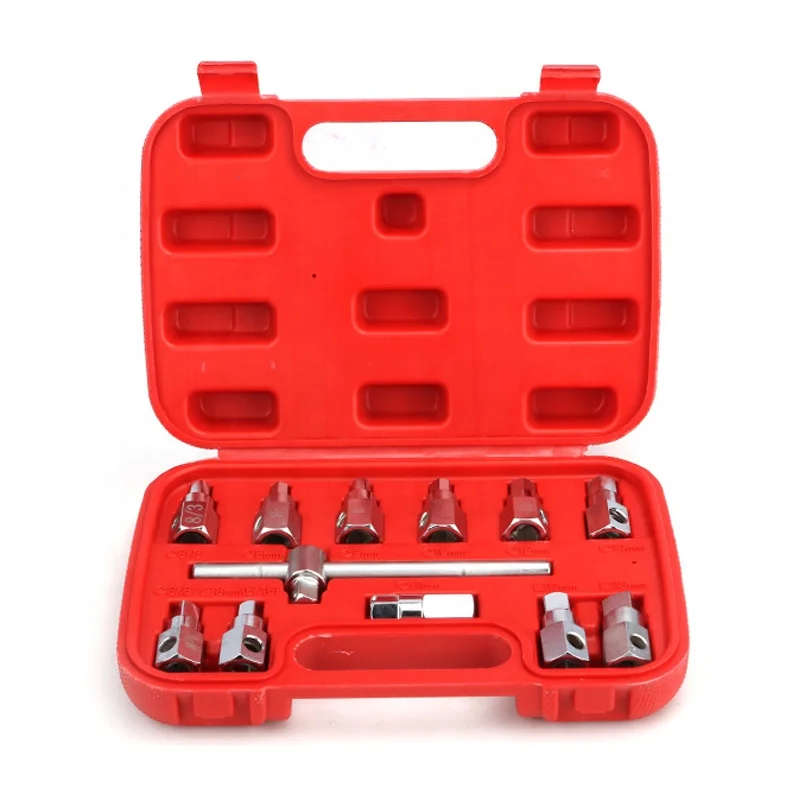 12Pcs Car Oil Drain Plug Remover Wrench Anti Scald Disassembly Tool Hexagon Socket Kit Nut Adaptor Car Tool